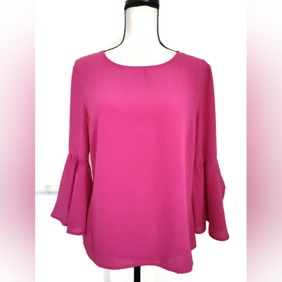 Tops - Lily White Gorgeous! Pink Tulip Sleeve Women's Top Size Large